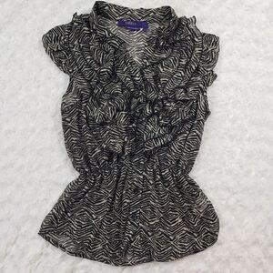 Miley Cyrus Max Azria size large zebra print sheer ruffle top